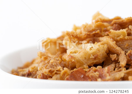 Fried onions close-up 124278245