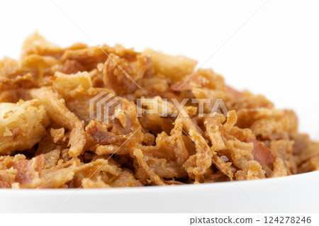 Fried onions close-up Fried onions close-up 124278246