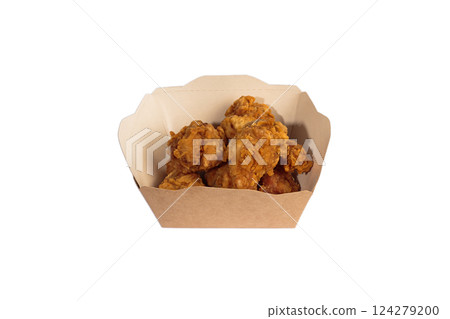 Fried chicken wings in batter in a package on a Fried chicken wings in batter in a package on a 124279200