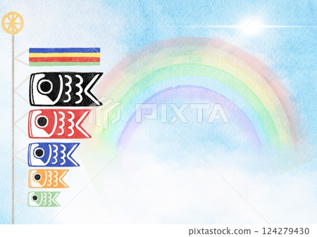 A simple watercolor style carp streamer swimming in the sky 124279430