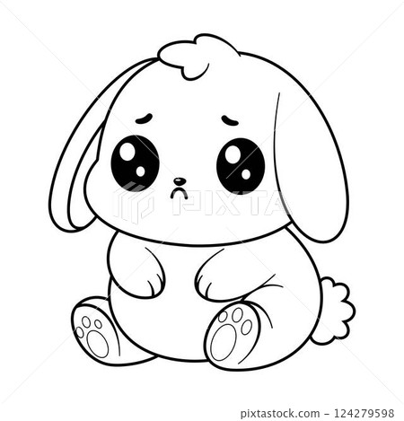 The fat bunny is sad, for coloring 124279598