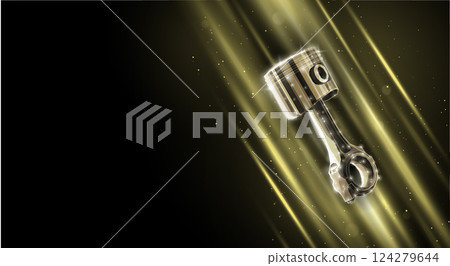 One piston. Abstract 3d illustration. Motor oil, Car engine. One piston. Abstract 3d illustration. Motor oil, Car engine. 124279644