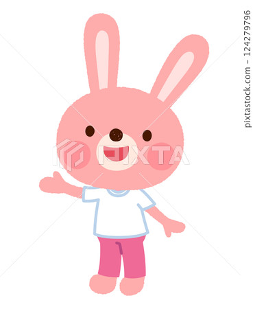 Cute rabbit character girl sportswear staff 124279796
