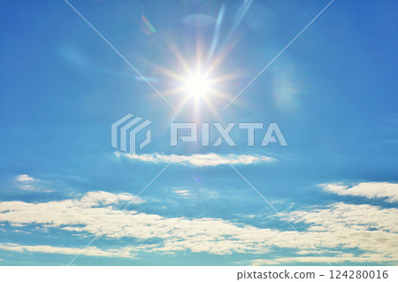 Autumn blue sky, clouds and sun Autumn blue sky, clouds and sun 124280016