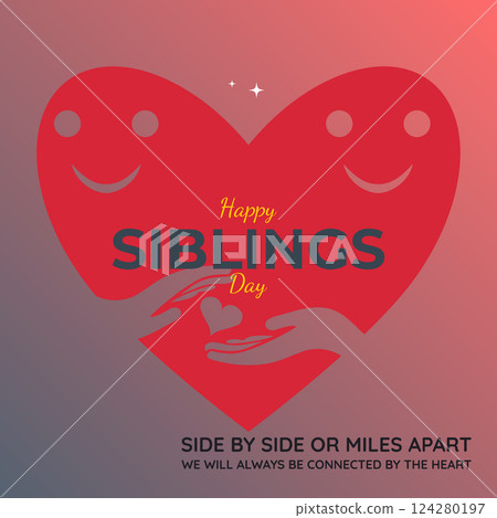Happy Siblings Day Greeting Card with Heart and Sentimental Message 124280197