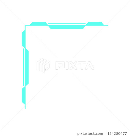 Y2K retro HUD element. Abstract modern icon with bold shape. Geometric frame design, a trendy badge for digital space. Perfect for 90s nostalgia and futuristic aesthetics. 124280477