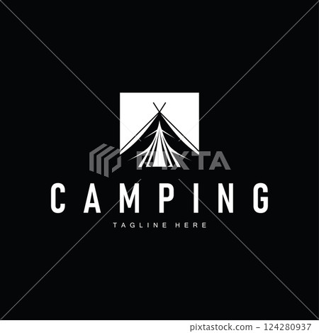 jungle adventure design with jungle camping logo concept summer activities symbol illustration product brand templet 124280937