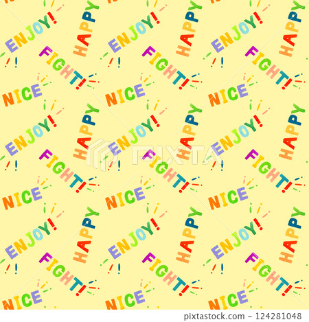 Colorful English word pattern Hand-drawn watercolor illustrations and handwritten characters 124281048