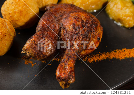 Very healthy roast duck thigh with potatoes and Very healthy roast duck thigh with potatoes and 124281251