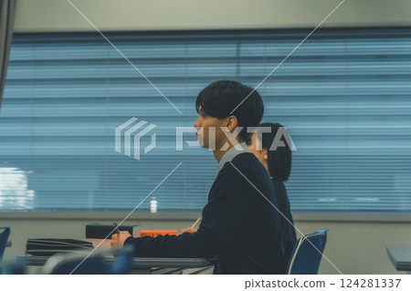 high school student, studying, night 124281337