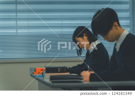 high school student, studying, participation in lecture 124281349
