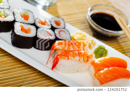 Set of different futomaki. Japanese cuisine Set of different futomaki. Japanese cuisine 124281752