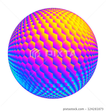 Vibrant Hexagonal Sphere with Gradient Colors Vector Vibrant Hexagonal Sphere with Gradient Colors Vector 124281873