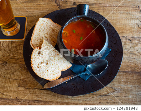 Traditional dish of Dutch cuisine is Tomato soup 124281948