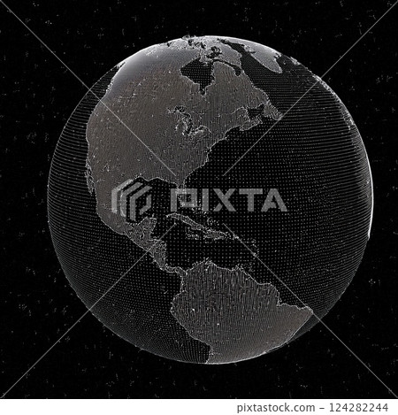 Earth floating in space illustration 124282244