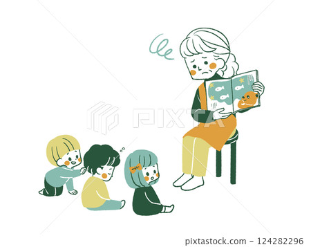 看繪本時注意力不集中的孩子－4種顏色 124282296