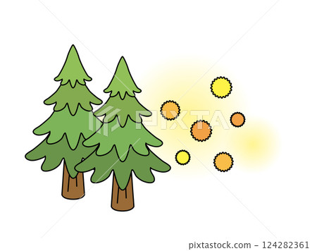 Cedar pollen - Illustration of pollen flying 124282361