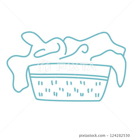 clothes in a laundry wooden basket outline clothes in a laundry wooden basket outline 124282530