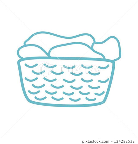hand drawn clothes in a laundry wooden basket hand drawn clothes in a laundry wooden basket 124282532