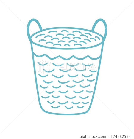 hand drawn weaved laundry basket hand drawn weaved laundry basket 124282534