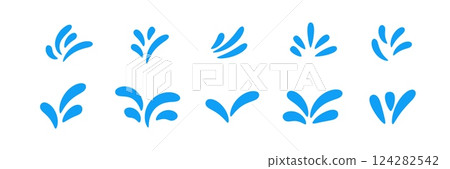 Blue abstract water droplet shapes in simple minimal artistic design collection 124282542