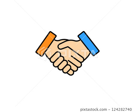 Handshake symbol representing agreement and cooperation in business and social relationships 124282740