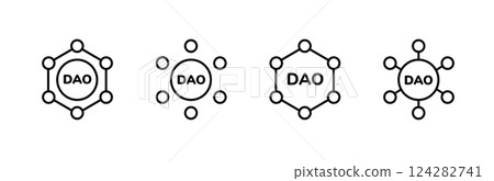 Different dao symbol designs representing decentralized autonomous organizations concept Different dao symbol designs representing decentralized autonomous organizations concept 124282741