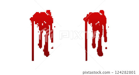 Pixelated Dripping Blood Stains Pixelated Dripping Blood Stains 124282801