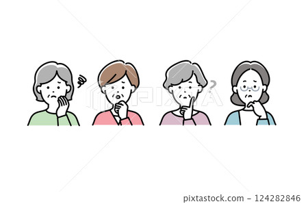 Illustration set of a worried senior woman 124282846