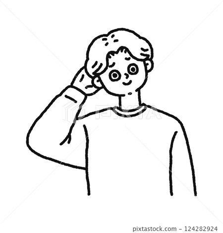 尷尬的男人線描 尷尬的男人線描 124282924