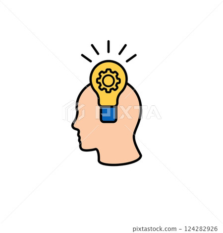 Human head silhouette with light bulb illustration signifying a bright idea concept Human head silhouette with light bulb illustration signifying a bright idea concept 124282926