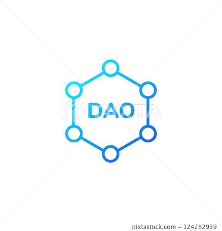 Dao network icon with hexagon and connections for decentralized autonomous organizations 124282939