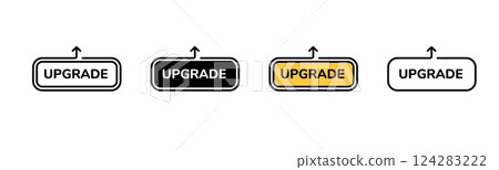 Four upgrade buttons in different styles highlighting design variations and functionality Four upgrade buttons in different styles highlighting design variations and functionality 124283222