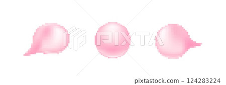 Three pink speech bubbles of various shapes conveying communication elements Three pink speech bubbles of various shapes conveying communication elements 124283224