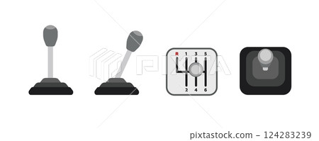 Manual transmission lever and gear shift icon set for car driving enthusiasts and learners Manual transmission lever and gear shift icon set for car driving enthusiasts and learners 124283239