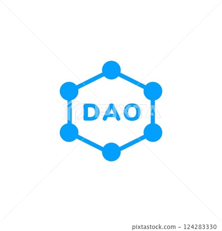 Blue hexagon with dao text symbolizing decentralized autonomous organization concept Blue hexagon with dao text symbolizing decentralized autonomous organization concept 124283330