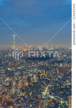 View of the eastern Tokyo cityscape from Ikebukuro Sunshine City Night view 124283341