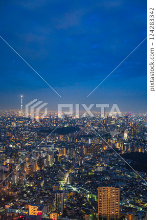 從池袋陽光城夜景俯瞰東京東部街景 124283342