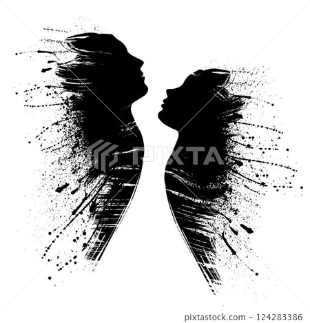 Man and woman grunge silhouettes Man and woman grunge silhouettes 124283386