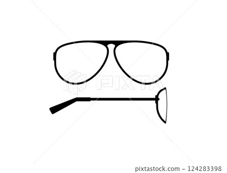 Black modern glasses on a white background for vision and style representation Black modern glasses on a white background for vision and style representation 124283398
