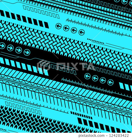 Tire track service station blue background Tire track service station blue background 124283422