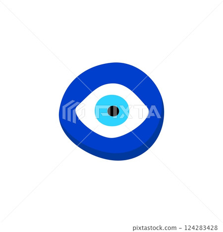 Abstract eye-inspired symbol featuring blue and white color with simple minimalist design Abstract eye-inspired symbol featuring blue and white color with simple minimalist design 124283428
