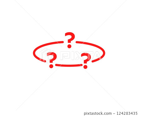 Red question mark icon in circular arrangement for confusion 124283435