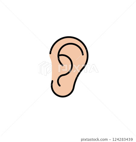 Simple line drawing of a human ear on a white background for design or education use Simple line drawing of a human ear on a white background for design or education use 124283439