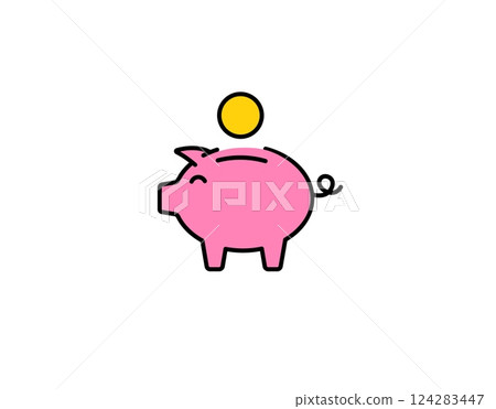 Cute pink piggy bank with coin ready for saving money and teaching financial responsibility Cute pink piggy bank with coin ready for saving money and teaching financial responsibility 124283447
