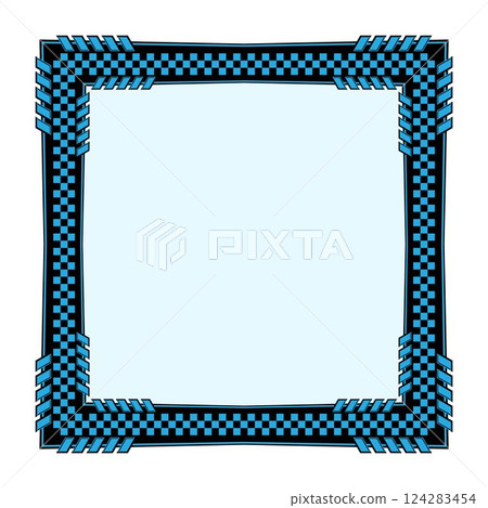 Checkered square blue frame 124283454
