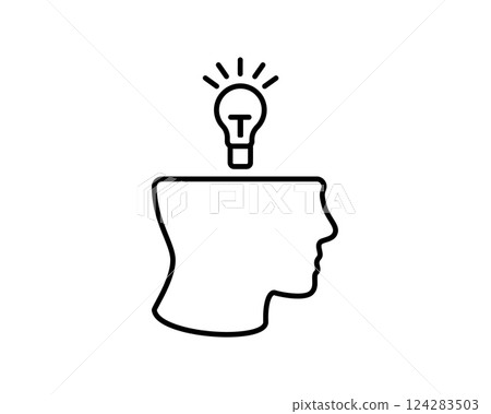 Outline of a human head with light bulb symbolizing creative and innovative thinking 124283503