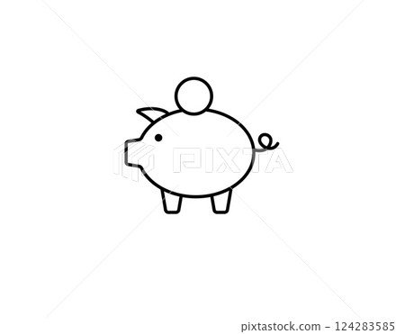 Outline of a classic piggy bank with minimalistic design and clean lines 124283585