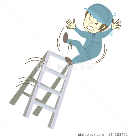 Male worker falling from stepladder 124283721