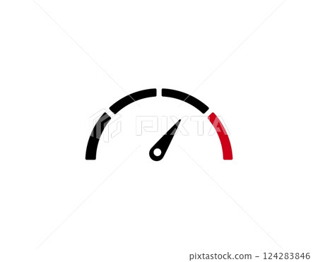 Simplified speedometer icon with gradient needle for performance and efficiency concepts Simplified speedometer icon with gradient needle for performance and efficiency concepts 124283846